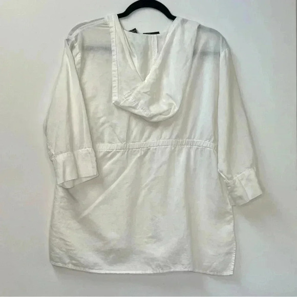 New York & Company‎ Comfort Zone Linen Blend Beachy Hoodie Top Sz L - Picture 3 of 12